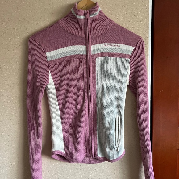 G Star Raw Y2K turtleneck zip up dusty pink and technical grey M - Picture 1 of 6